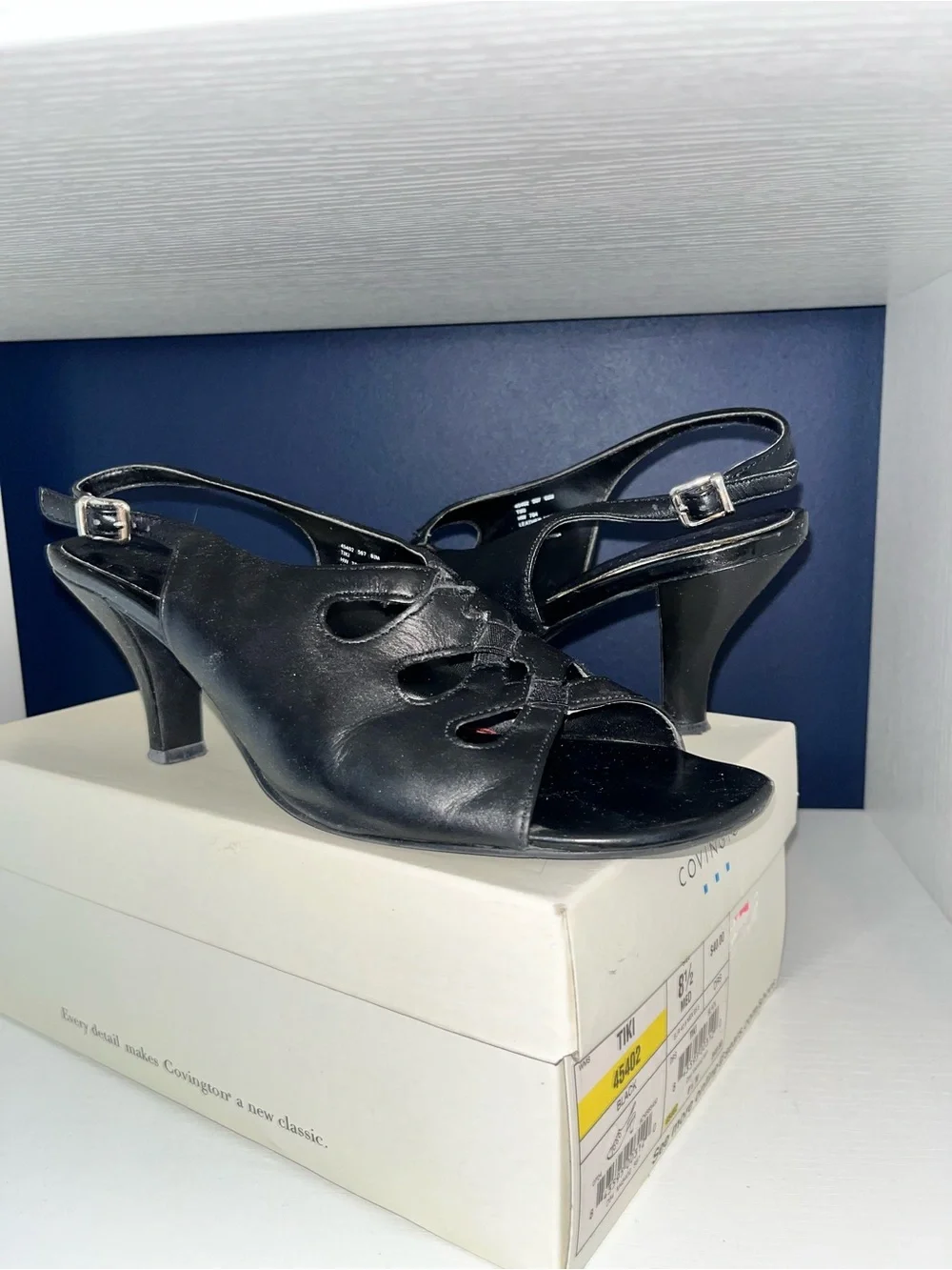 Covington Black Cutout Slingback Heels